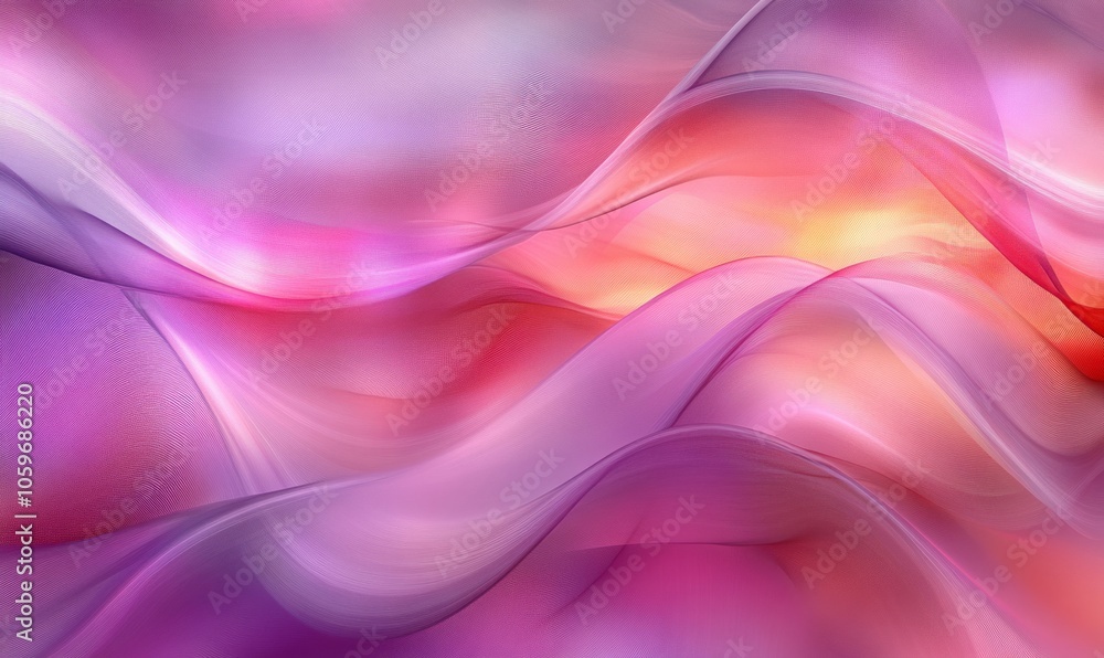 custom made wallpaper toronto digitalShiny, glossy abstract waves in pink and purple hues
