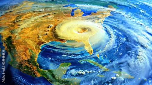Satellite Image of a Hurricane Approaching the Southeastern United States