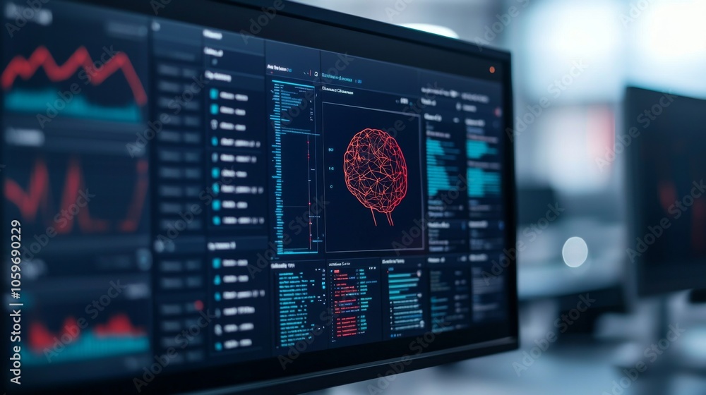 Obraz premium Real-Time AI Dashboard with Data Visualization