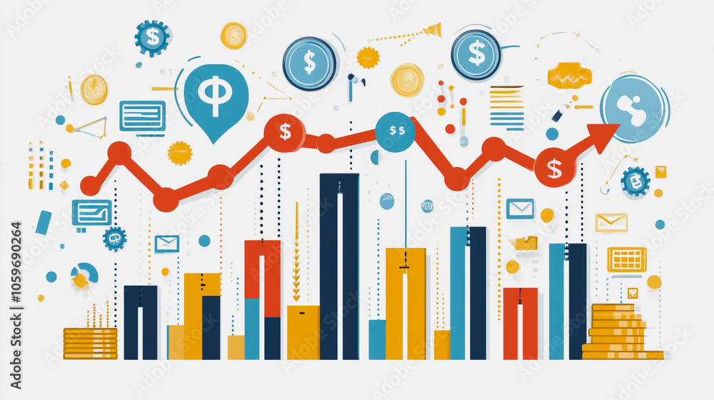 Fototapeta premium charts and graphs with statistics to innovative analyze business potential and forecast future development of companies growth.