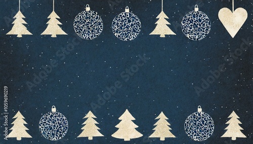 Festive Christmas Background with Trees and Ornaments