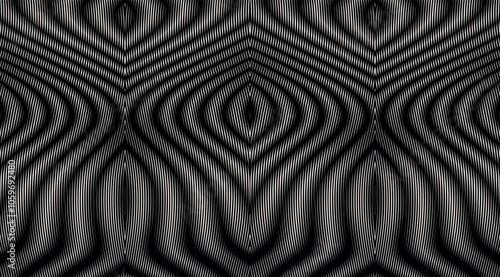 Wallpaper Mural Monochrome ornamental geometric striped texture with wave effect. Trendy and cool blending abstract line art for design websites, accessories for phones, mobile apps, page image. Torontodigital.ca