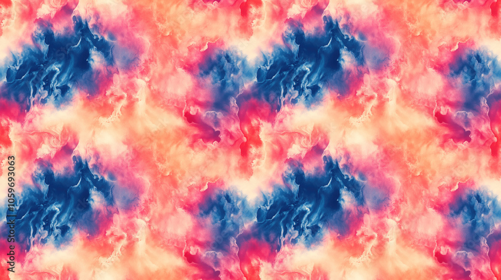 Fototapeta premium Seamless tie dye pattern featuring artistic ink textures and vibrant colors perfect for fashion textiles and home decor