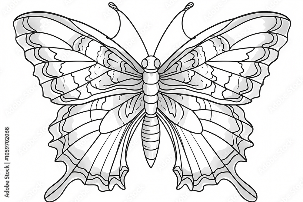 Fototapeta premium A beautifully detailed illustration of a butterfly, showcasing intricate patterns and designs perfect for coloring.