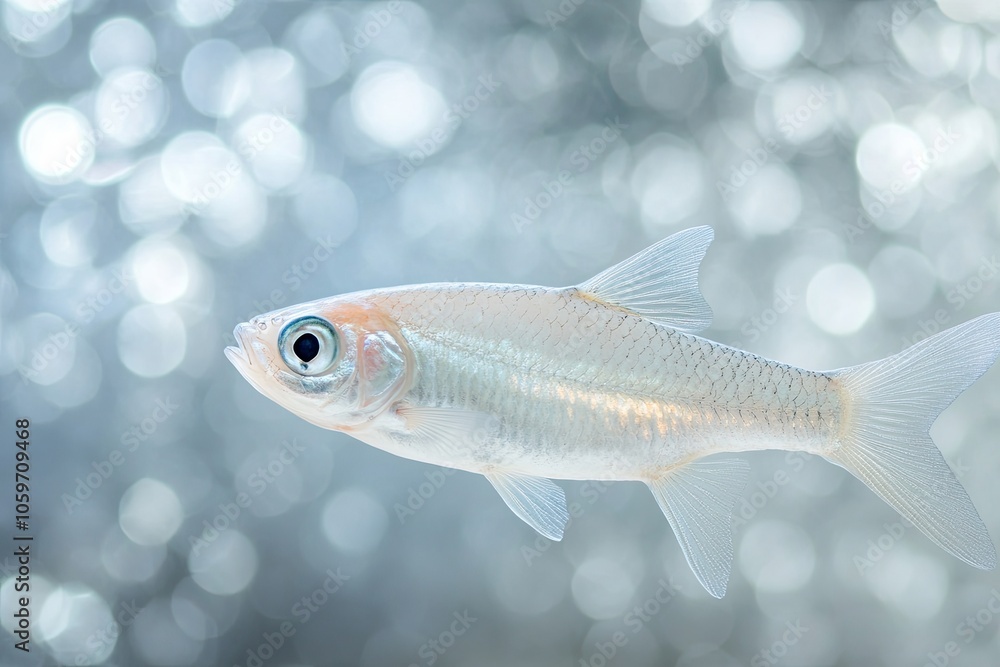 Fototapeta premium Elegant Side View of a Shimmering Lake Fish Floating Gracefully in Clear Water