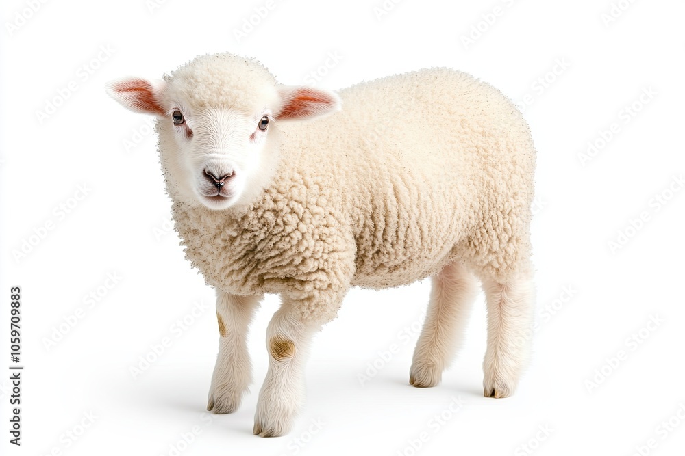 Fototapeta premium Adorable New Zealand Lamb Standing Gracefully on a Transparent Background Captured in Full Body View