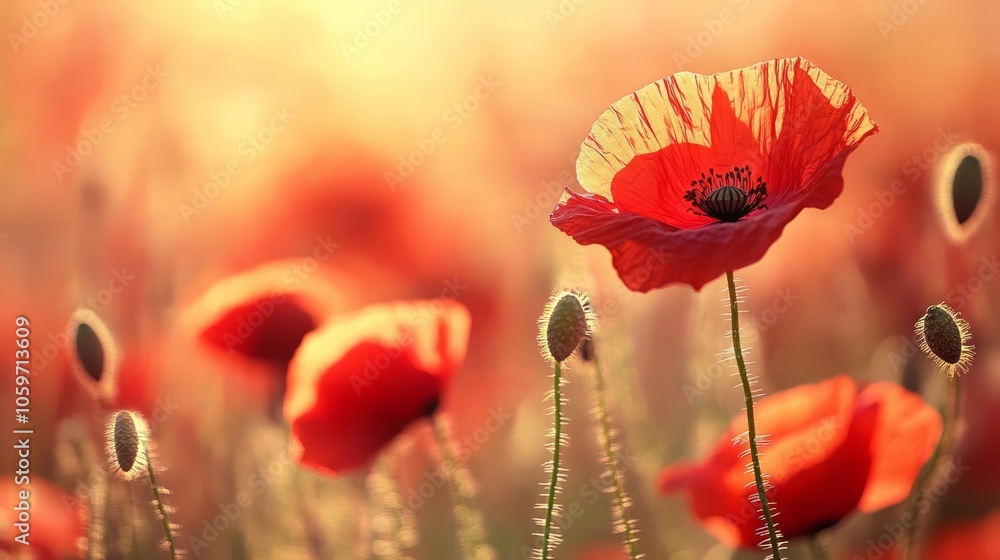 Obraz premium Radiant Red Poppies in a Golden Field