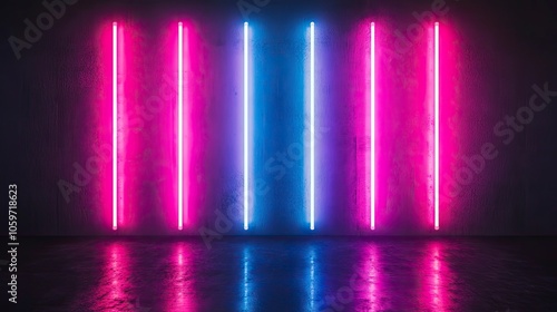 Wallpaper Mural Neon Lights on Black Background, Abstract, Futuristic Space Lights  Torontodigital.ca