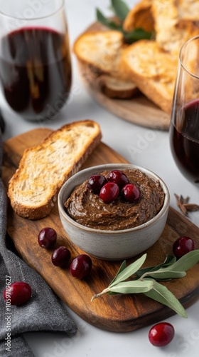 Wallpaper Mural Gourmet duck liver pâté with cranberries and toast - elegant culinary presentation Torontodigital.ca