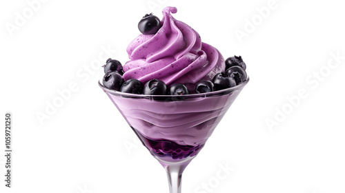 Berry ice cream cocktail served in a glass, perfect for summer parties and enjoying as a sweet, refreshing dessert. photo