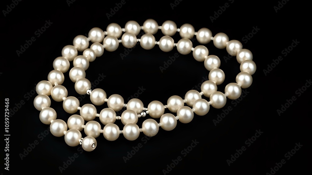 Obraz premium Pearl Necklace on Black Background