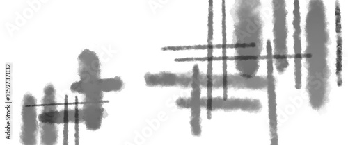 公園の池に映る木のようなチェック柄モノトーンイラスト