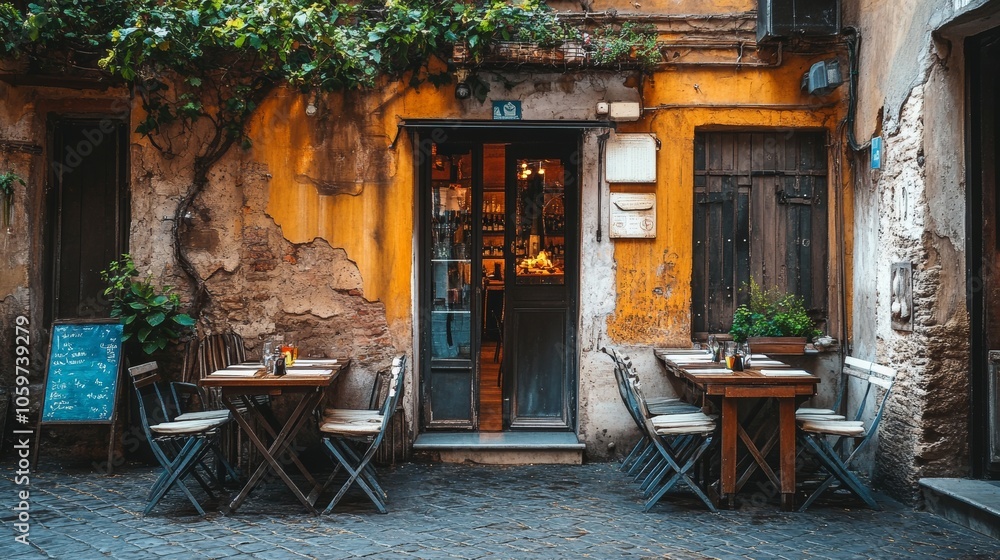 Obraz premium Exploring rome s culinary delights a cozy caf experience with rustic dishes and fine wine