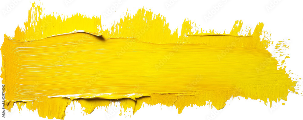 Fototapeta premium Yellow paint brush stroke on transparent background