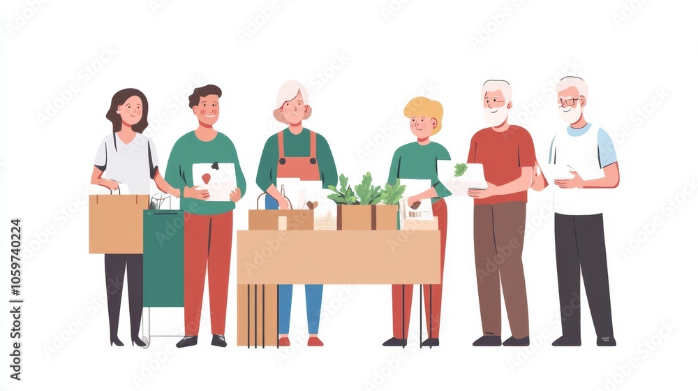 Obraz premium Community Market Day with Diverse Participants Engaging in Fresh Produce Exchange