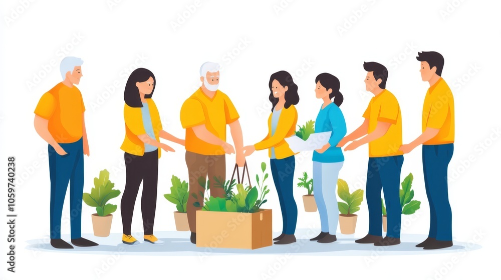 Obraz premium Community Plant Distribution Event with Diverse Individuals