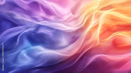 Wallpaper Mural Soft flowing fabric in vibrant shades of purple, orange, and pink creates a dreamy atmosphere Torontodigital.ca