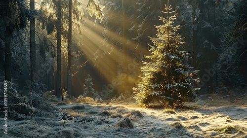 Festive Glow: Tannenbaum Illuminated by the Dancing Northern Lights