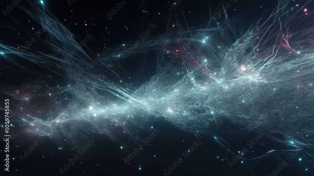 Fototapeta premium Flowing Digital Particles in Cyberspace