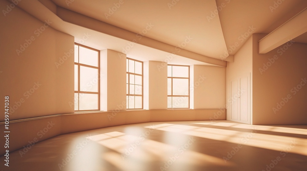 Obraz premium Minimalist Empty Studio Room with Soft Beige Tones