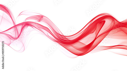 Colorful abstract red and pink wave on transparent background