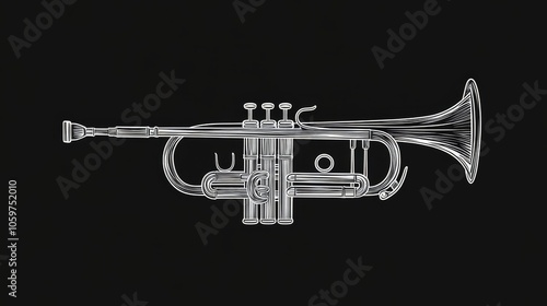 Vintage Trumpet Illustration on Black Background