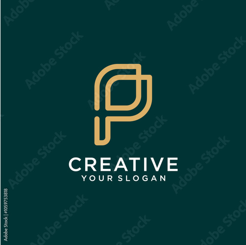 p logo design with monogram style