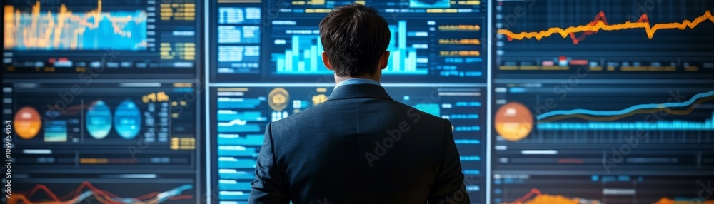 Businessman analyzing financial graphs, a visual representation of market trends, investment strategies, and performance analysis Businessman analyzing financial graphs, a visual representation of market trends, investment strategies, and performance analysis