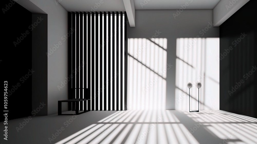 Obraz premium Minimal Black and White 3D Room with Arch Design