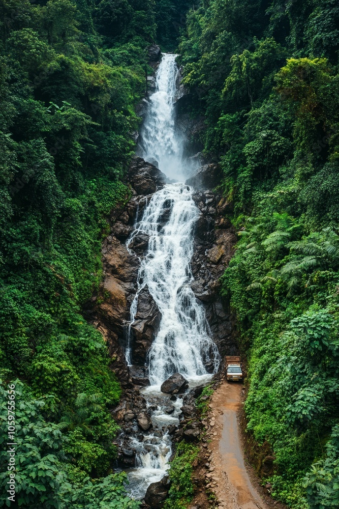 waterfall in the mountains