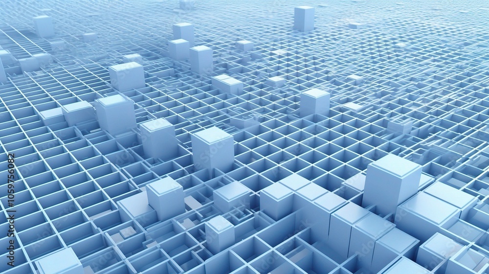 Fototapeta premium Modern Blue Grid Pattern on White Background