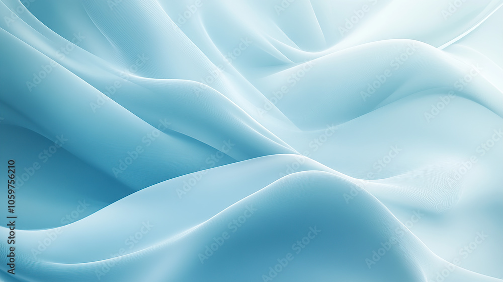 Fototapeta premium Abstract background with light blue wavy shapes and soft lighting