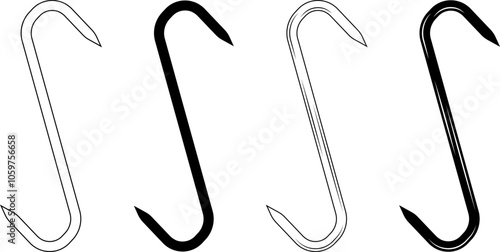 outline silhouette meat hook icon set