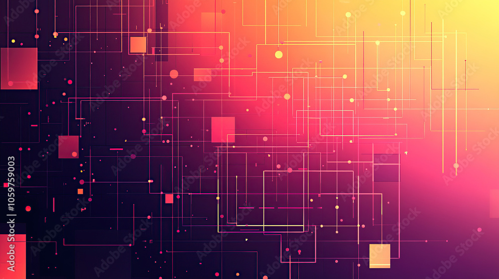 Obraz premium Abstract digital background vector illustration with gradient colors, geometric shapes, and circuit patterns, featuring an industrial design style with a flat composition