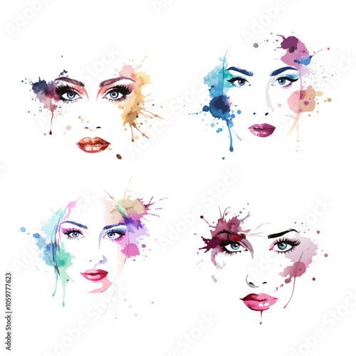 Hand Paint Colourful Woman's Eye Vector Design