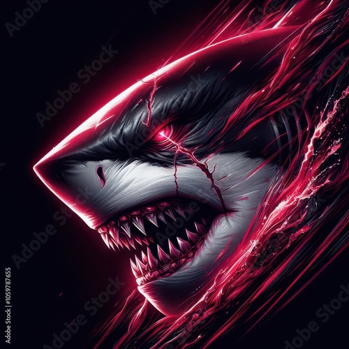 Shark | Fierce Shark Face Looking | Special Sharks Design photo