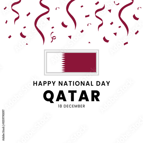 Web Qatar National Day Celebration Graphic with Flag and Confetti for 18 December