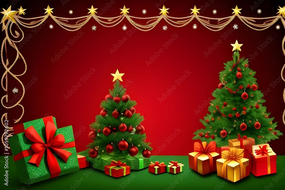 Naklejka premium christmas tree with gift boxes