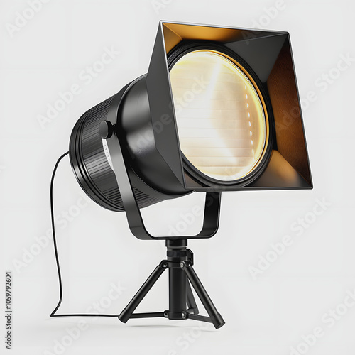 glowing studio strobe light highlighted by white, space for captions, png photo