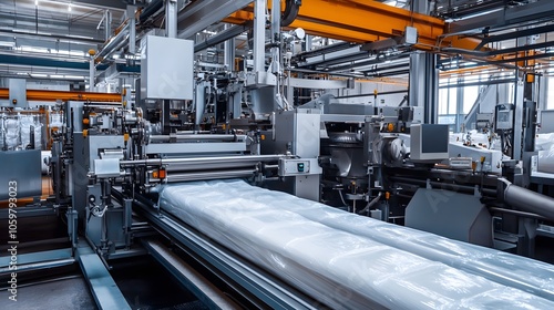 A powerful machine in the petrochemical industry, producing plastic bags from raw materials with precise control of temperature and pressure in the extrusion process.