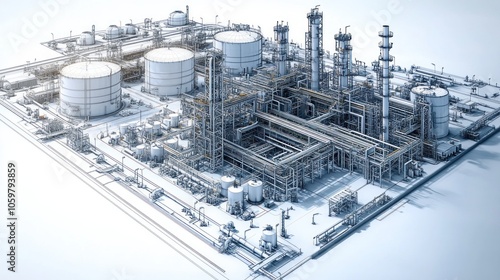 Industrial Complex with Storage Tanks and Pipelines