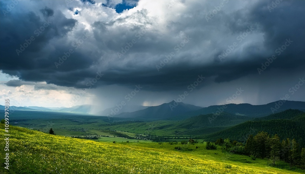 Fototapeta premium 雨が降っている風景