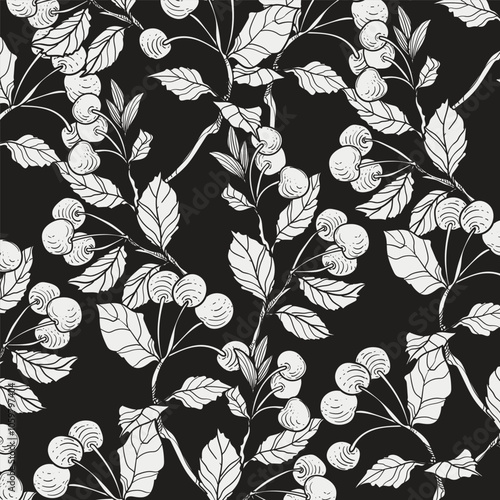 black and white pattern floral background
