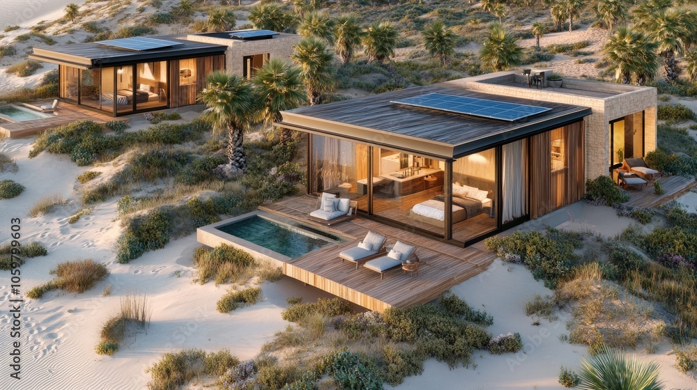 Fototapeta premium Modern Eco-Friendly Villa in Desert Landscape