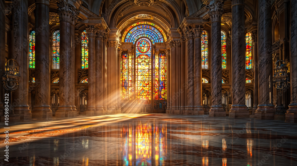 Obraz premium Sunlit Stained Glass Window
