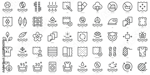 Set of thin line fabric features Icons. Vector illustration
