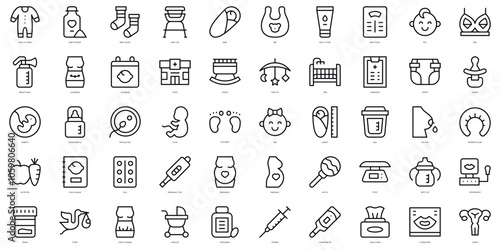 Set of thin line pregnancy Icons. Vector illustration
