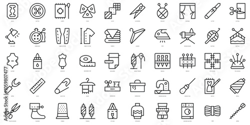 Set of thin line sewing Icons. Vector illustration