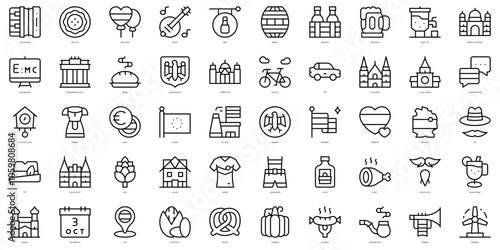 Set of thin line germany Icons. Vector illustration