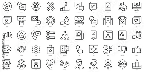 Set of thin line rating validation Icons. Vector illustration